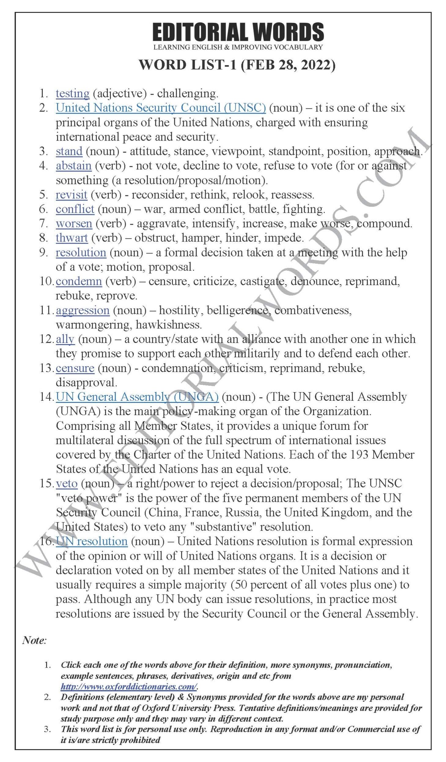 The Hindu Editorial (A testing vote) – Feb 28, 2022