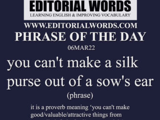 Phrase of the Day (you can't make a silk purse out of a sow's ear)-06MAR22