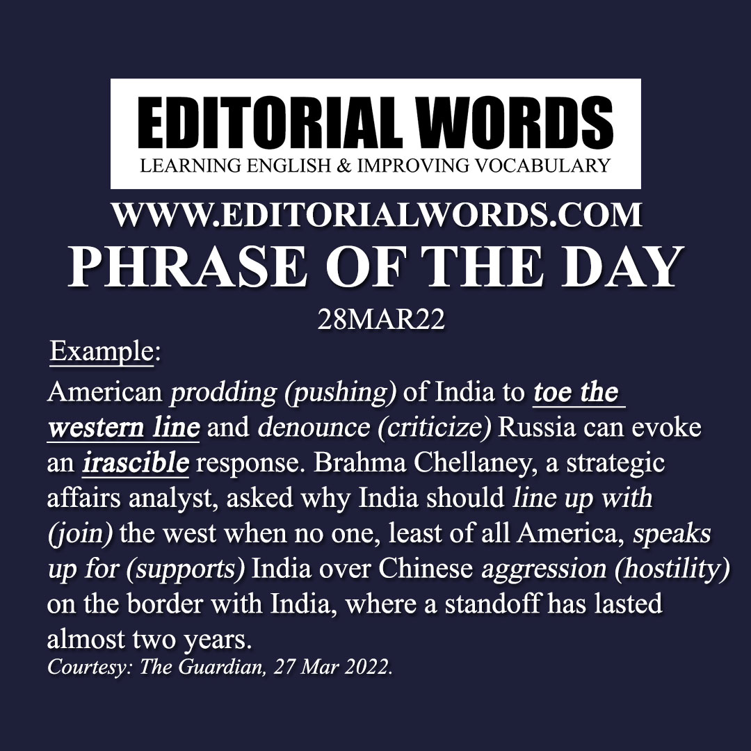 Phrase of the Day (toe the line)-28MAR22