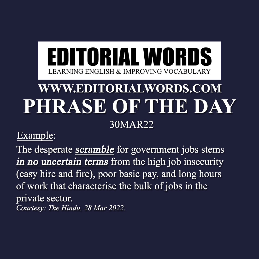 Phrase of the Day (in no uncertain terms)-30MAR22