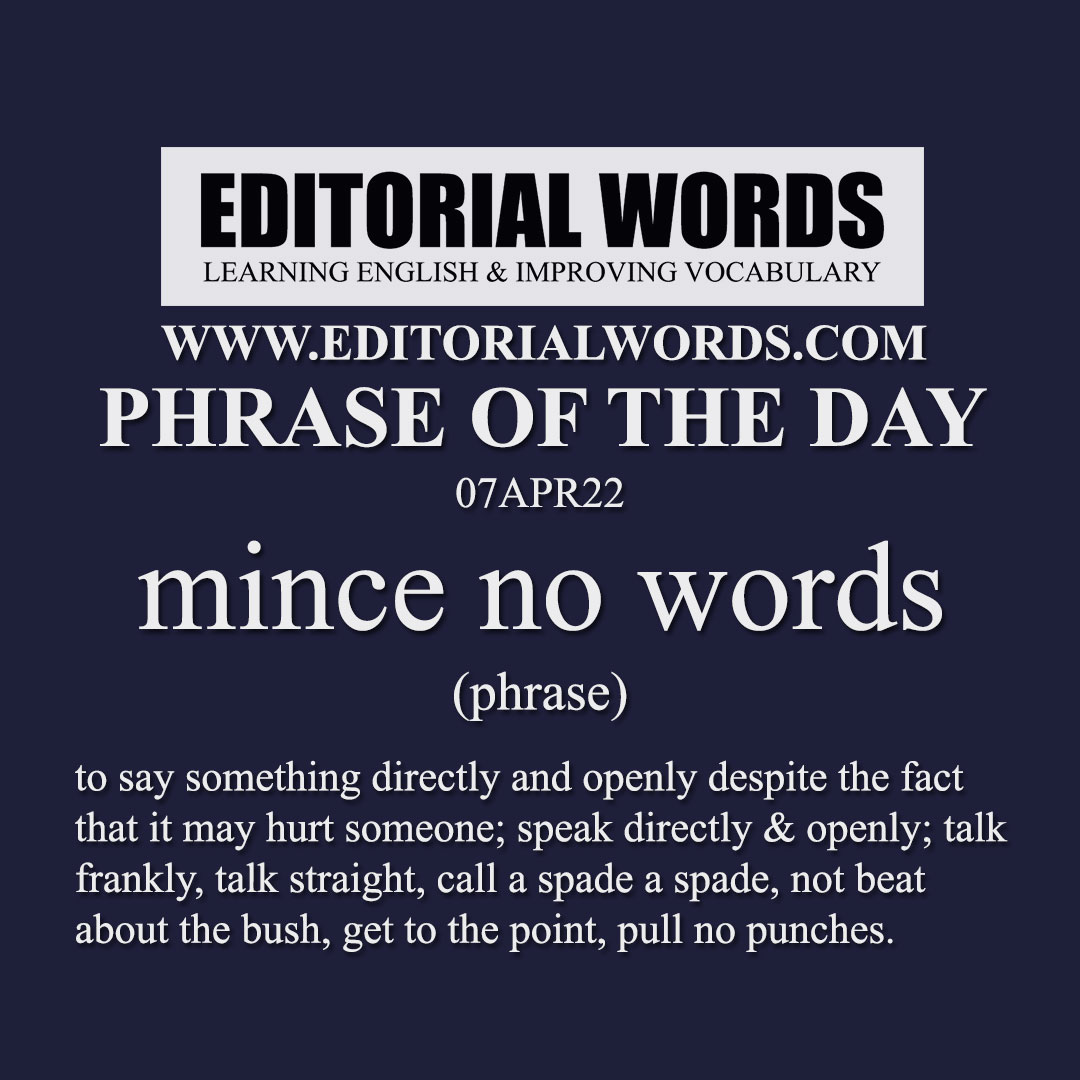 Phrase of the Day (mince no words)-07APR22
