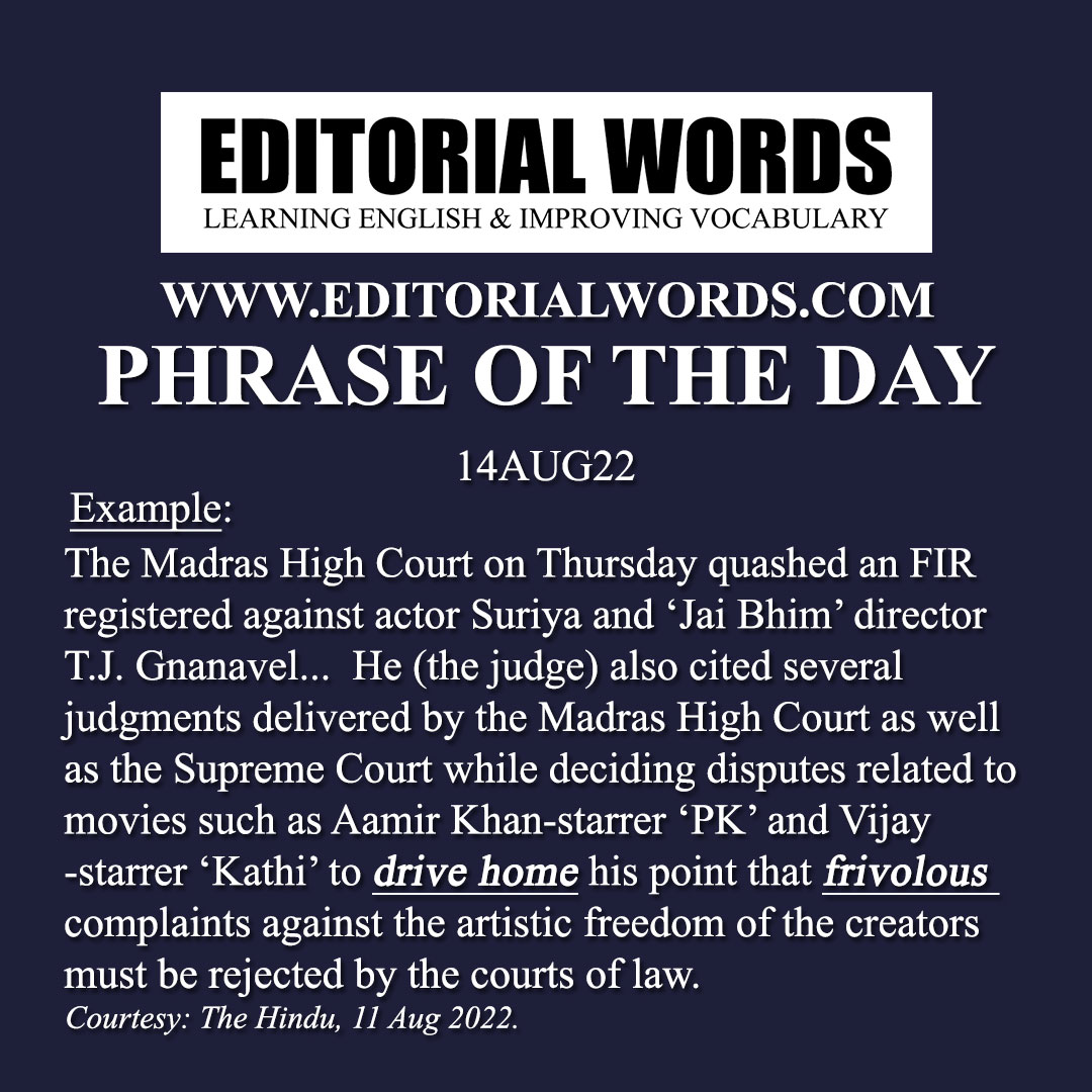 Phrase of the Day (drive (something) home)-14AUG22 Phrase of the Day (drive (something) home)-14AUG22