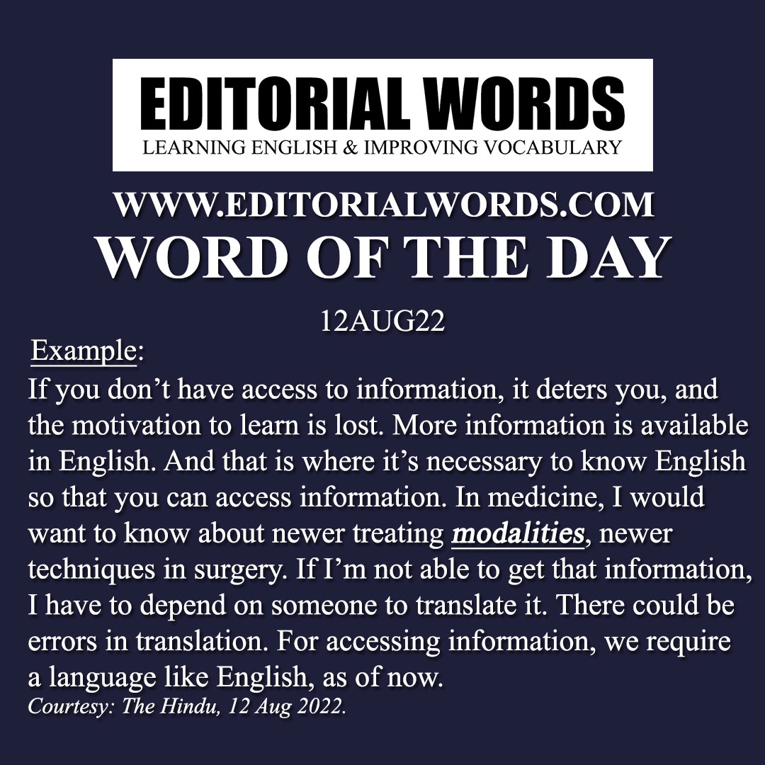 Word of the Day (modality)-12AUG22 Word of the Day (modality)-12AUG22