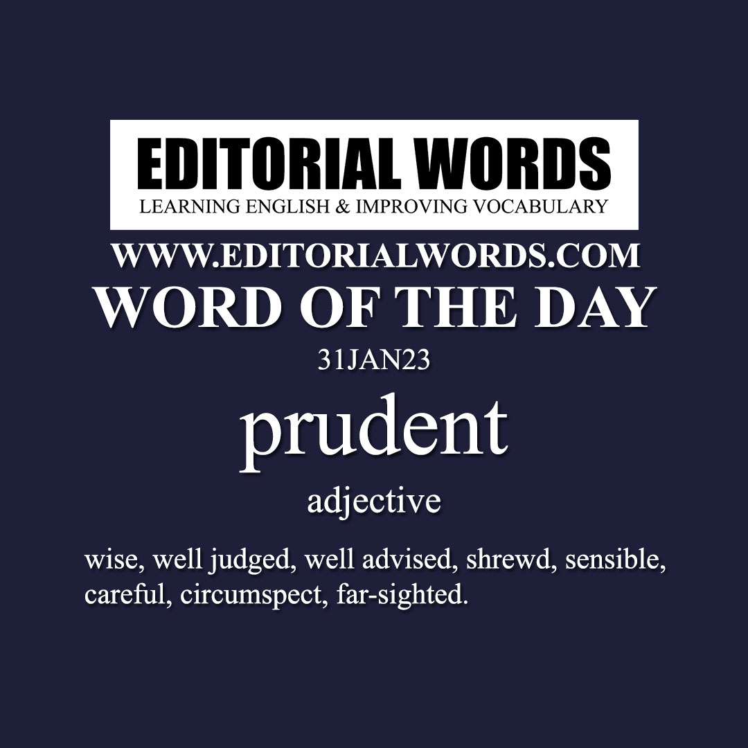 Word of the Day (prudent)-31JAN23