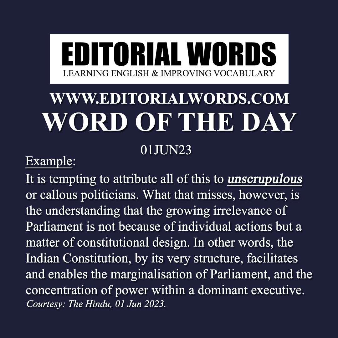 Word of the Day (unscrupulous)-01JUN23