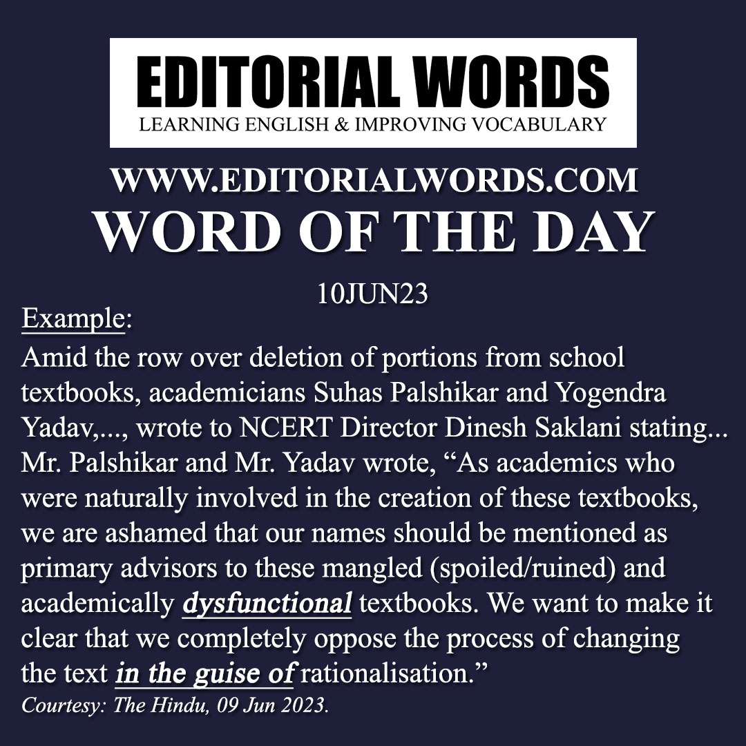 Word of the Day (dysfunctional)-10JUN23