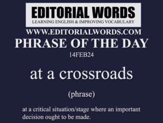 Phrase of the Day (at a crossroads)-14FEB24