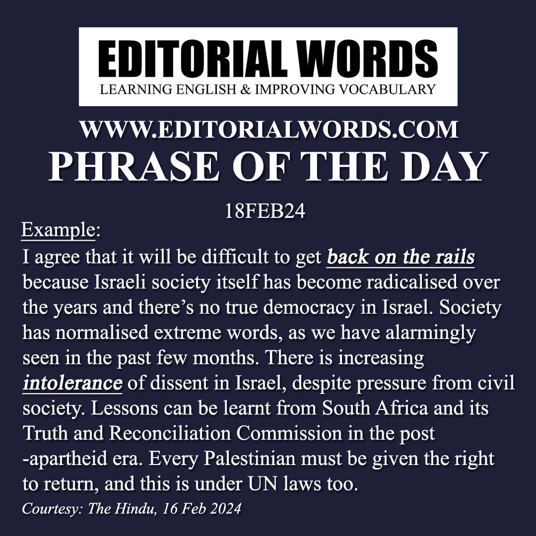 Phrase of the Day (back on the rails)-18FEB24