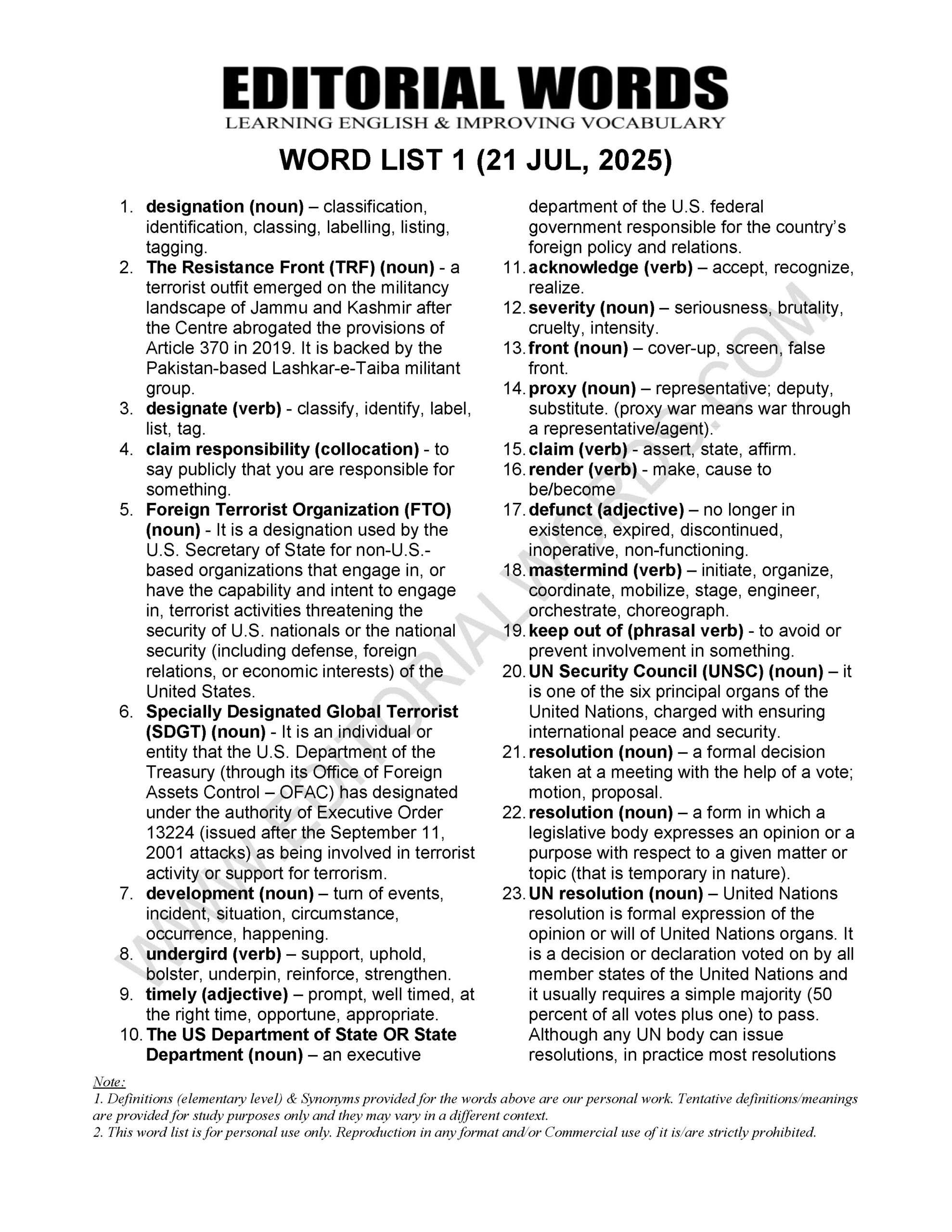 The Hindu Editorial (​​A long list) – Jul 21, 2025