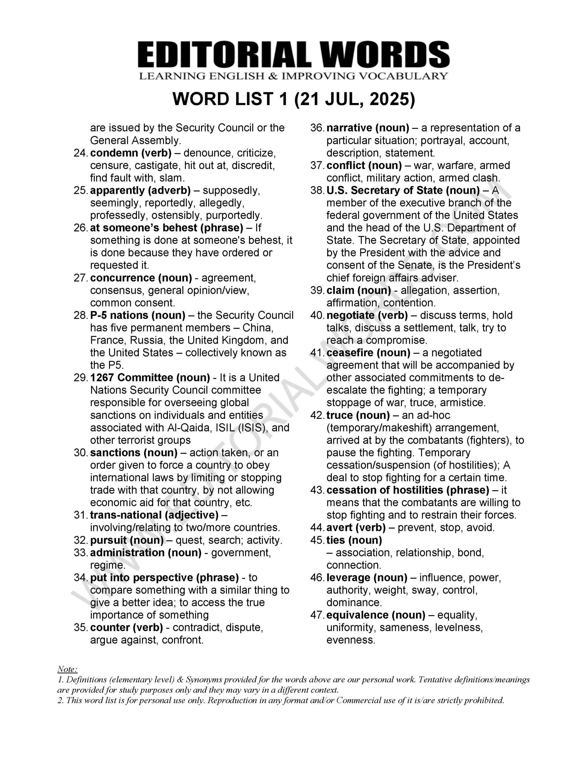 The Hindu Editorial (​​A long list) – Jul 21, 2025