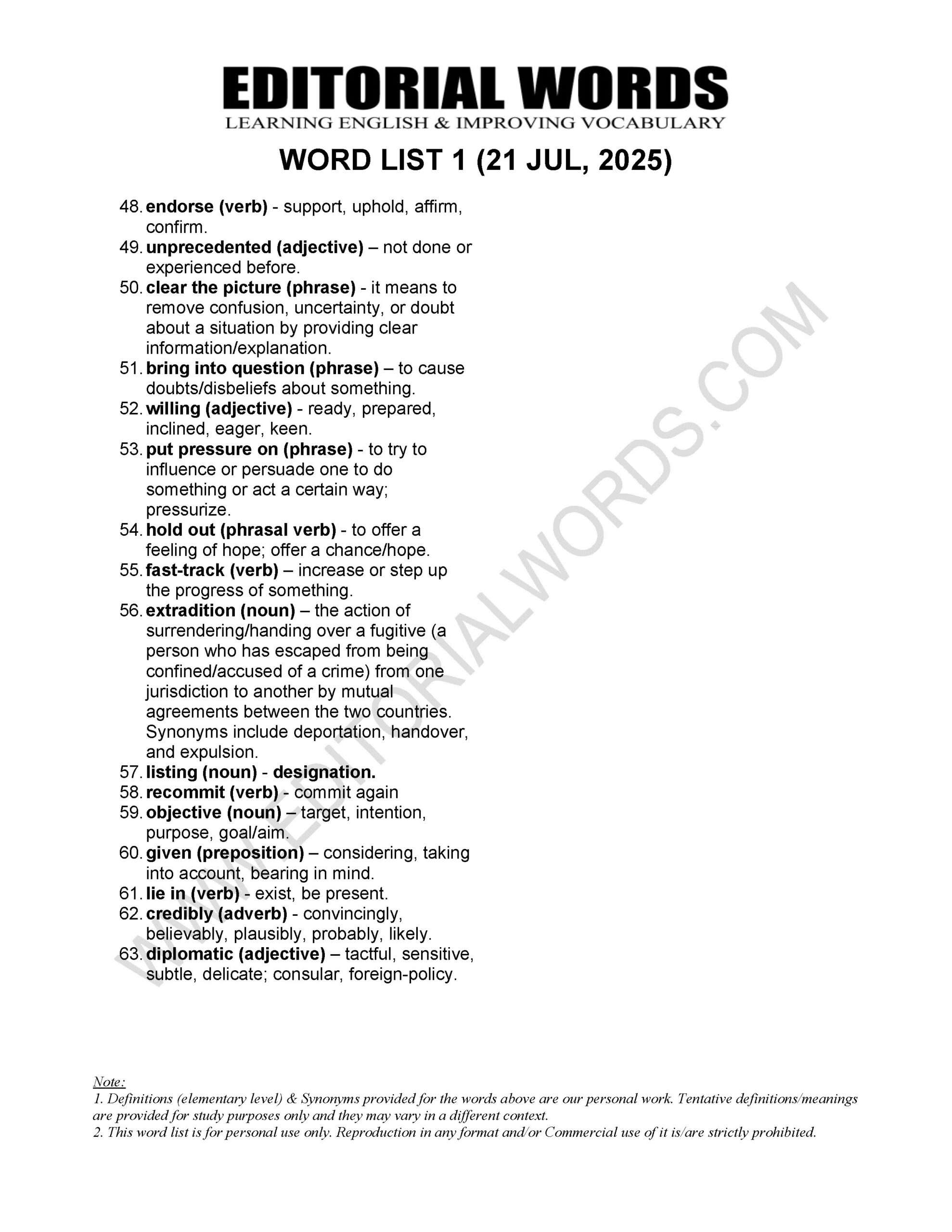 The Hindu Editorial (​​A long list) – Jul 21, 2025
