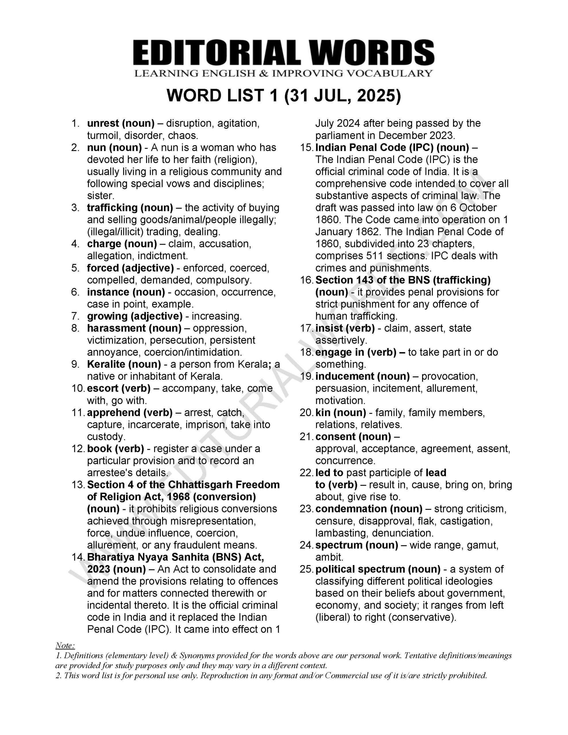 The Hindu Editorial (​Arrest and unrest) – Jul 31, 2025