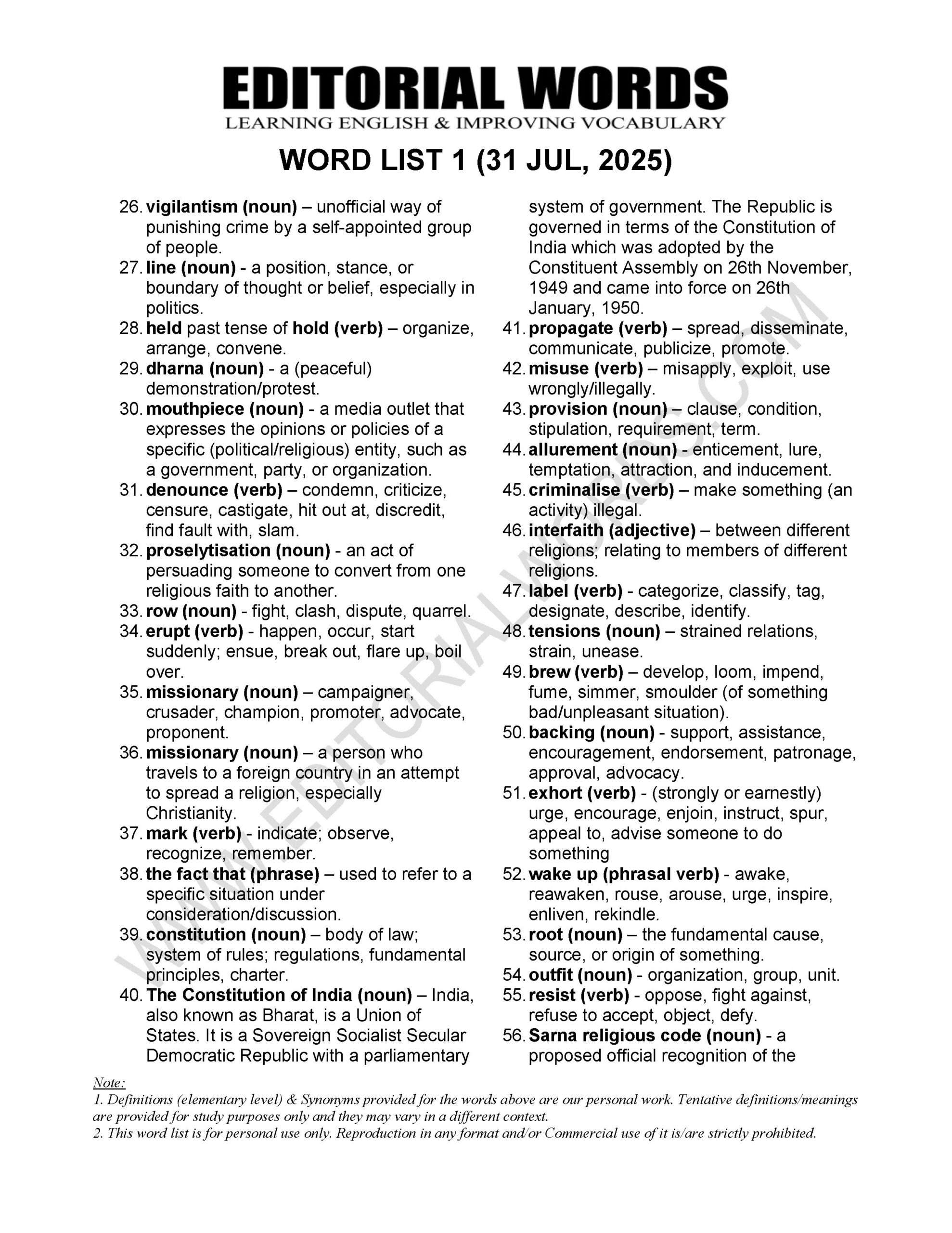 The Hindu Editorial (​Arrest and unrest) – Jul 31, 2025