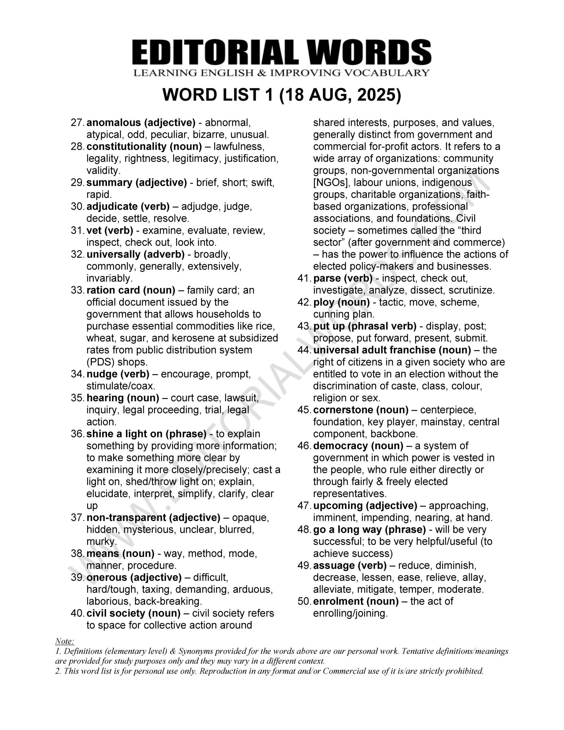 The Hindu Editorial (​​​​​Roll recall) – Aug 18, 2025