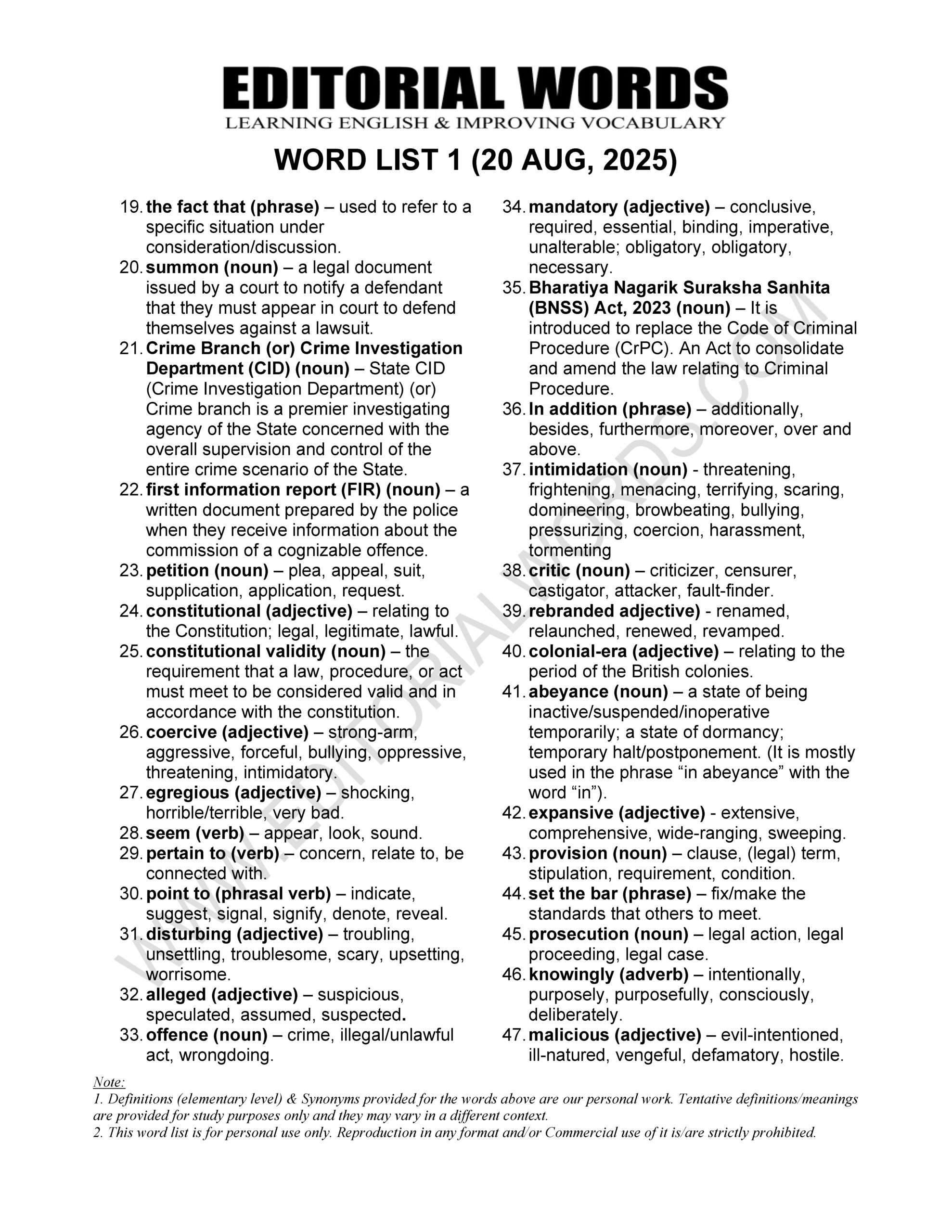 The Hindu Editorial (​​​​​​Sedition redux) – Aug 20, 2025