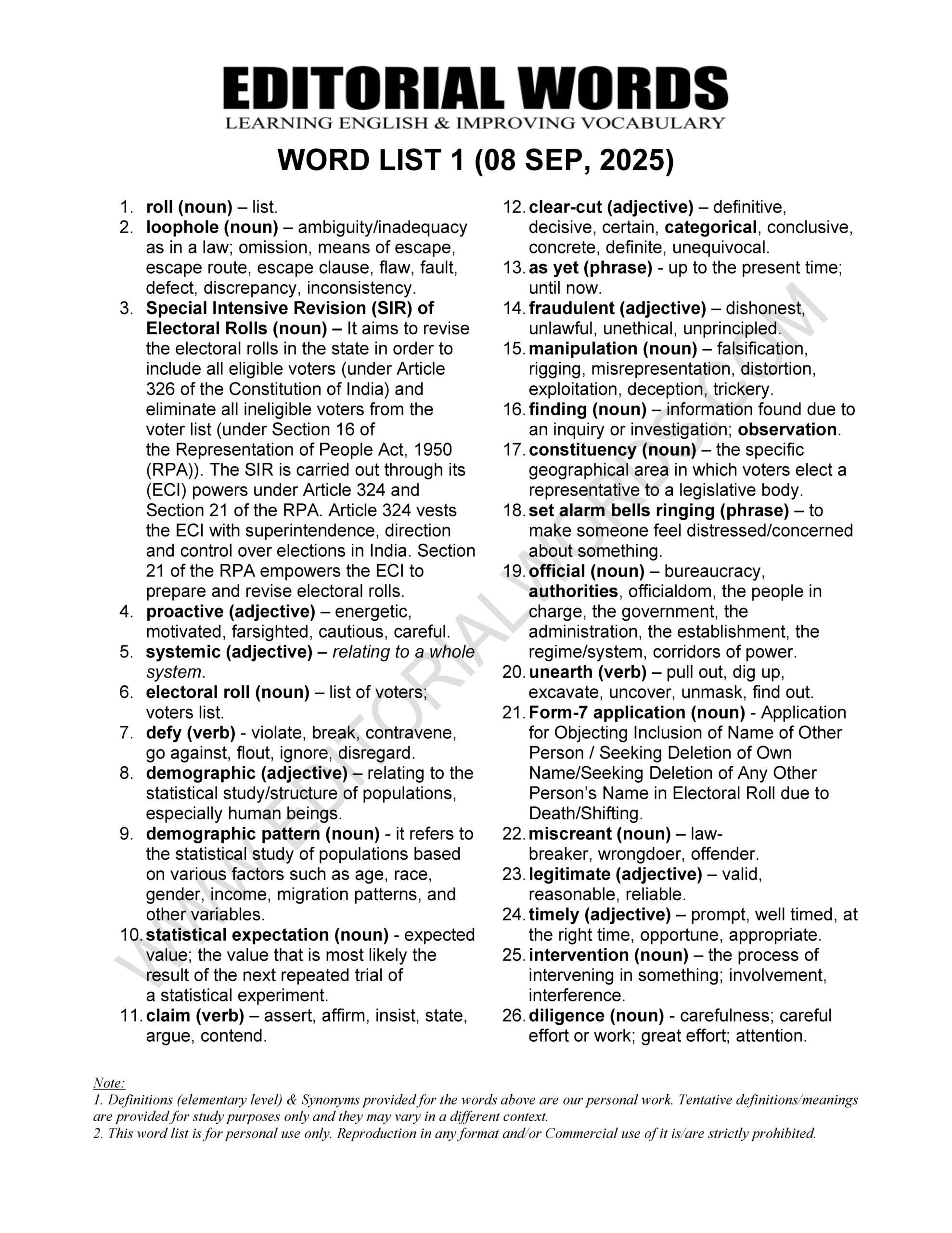 The Hindu Editorial (Rolls and loopholes) – Sep 08, 2025