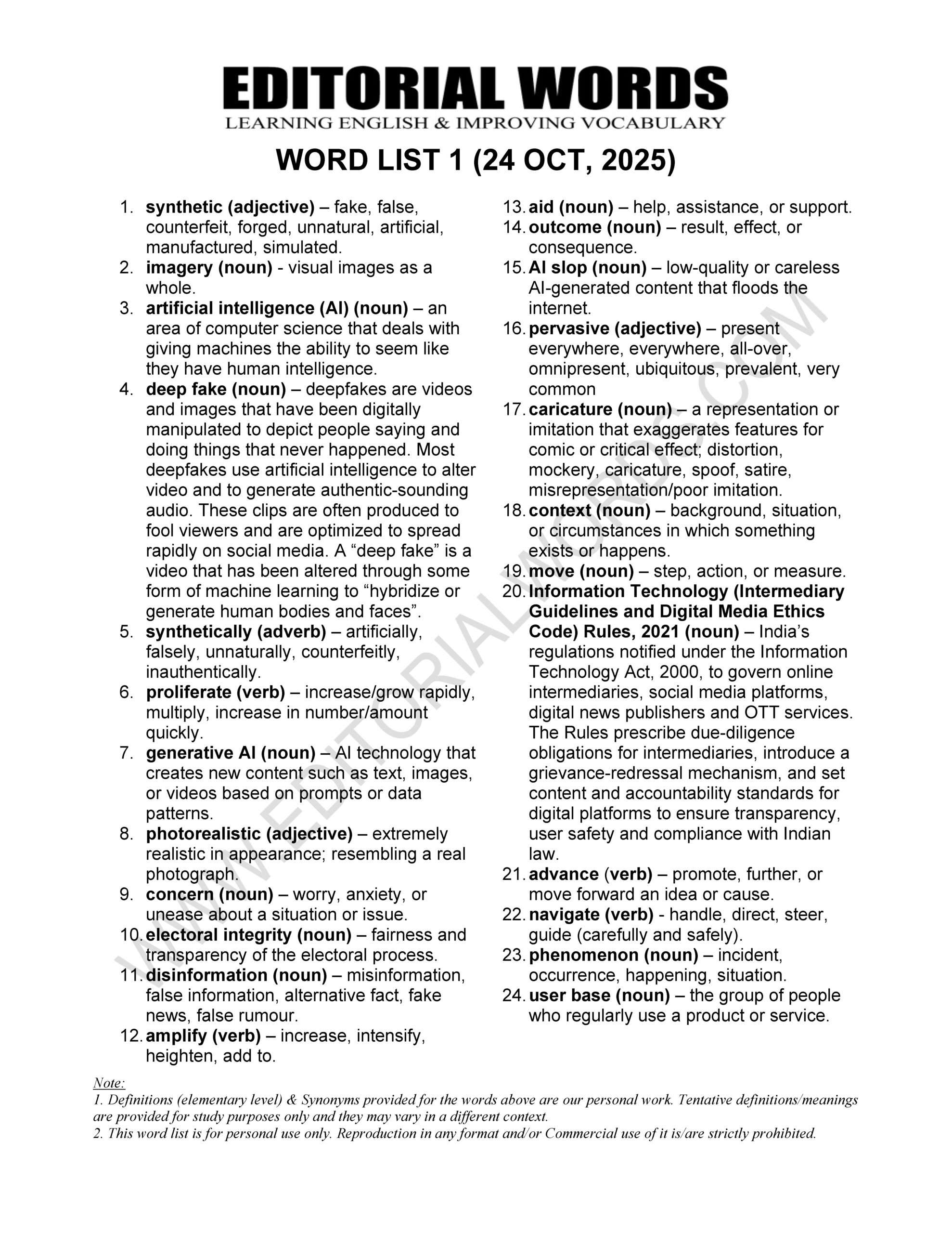 The Hindu Editorial (Synthetic media) – Oct 24, 2025