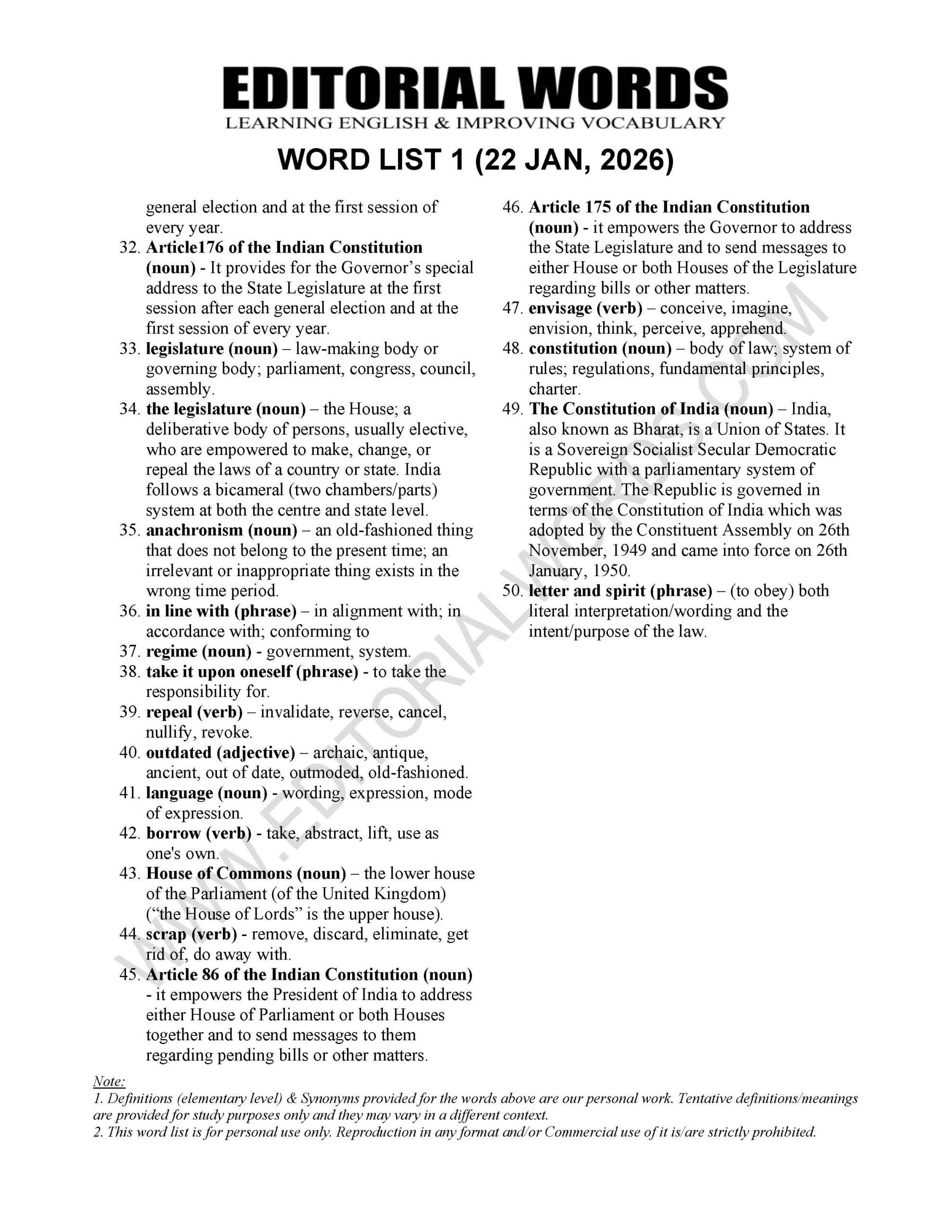 The Hindu Editorial (​Meaningless formality) – Jan 22, 2026