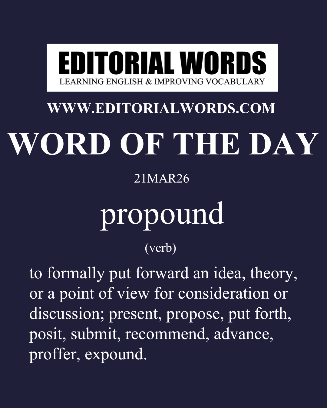 Word of the Day (propound)-21MAR26