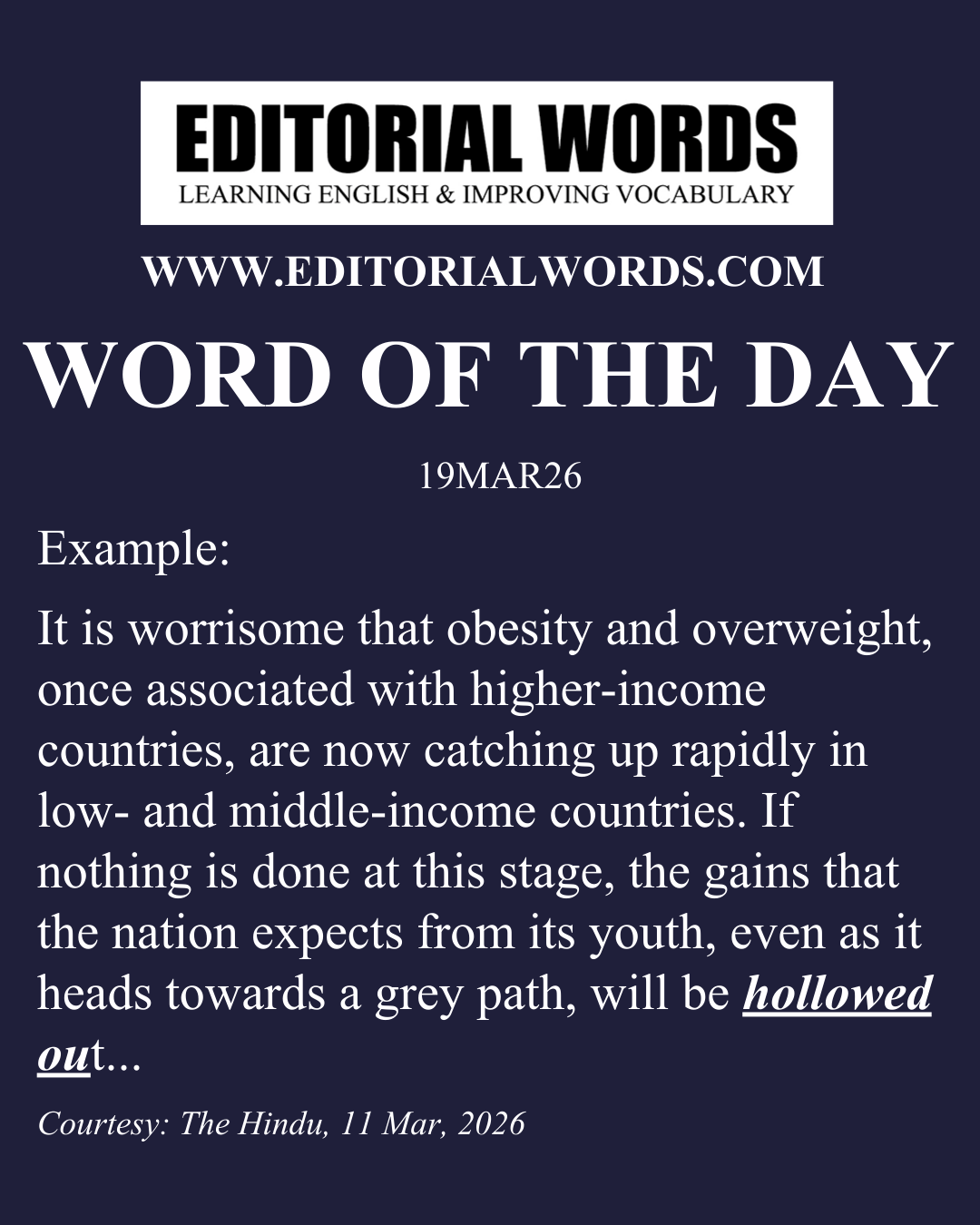 Word of the Day (hollow out)-19MAR26