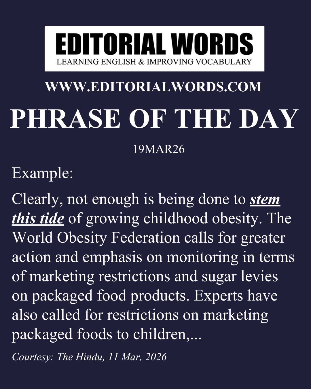 Phrase of the Day (stem this tide)-19MAR26