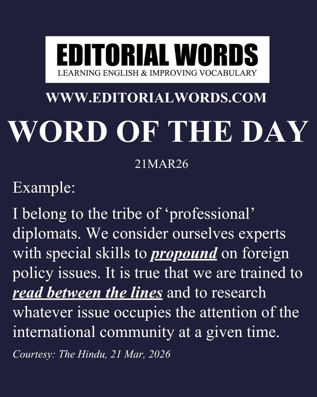 Word of the Day (propound)-21MAR26