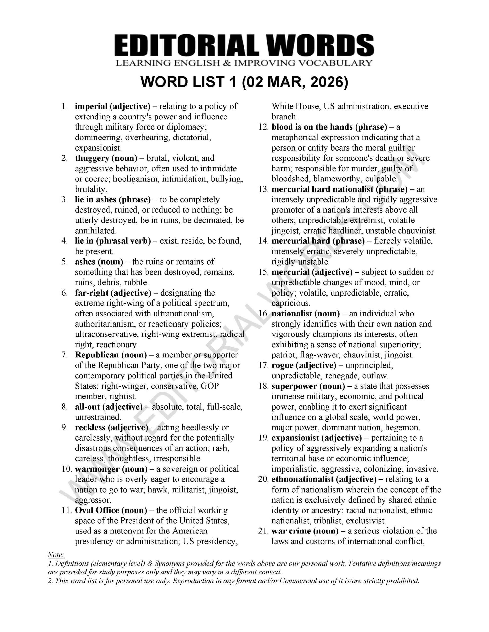 The Hindu Editorial (​Imperial war) – Mar 02, 2026