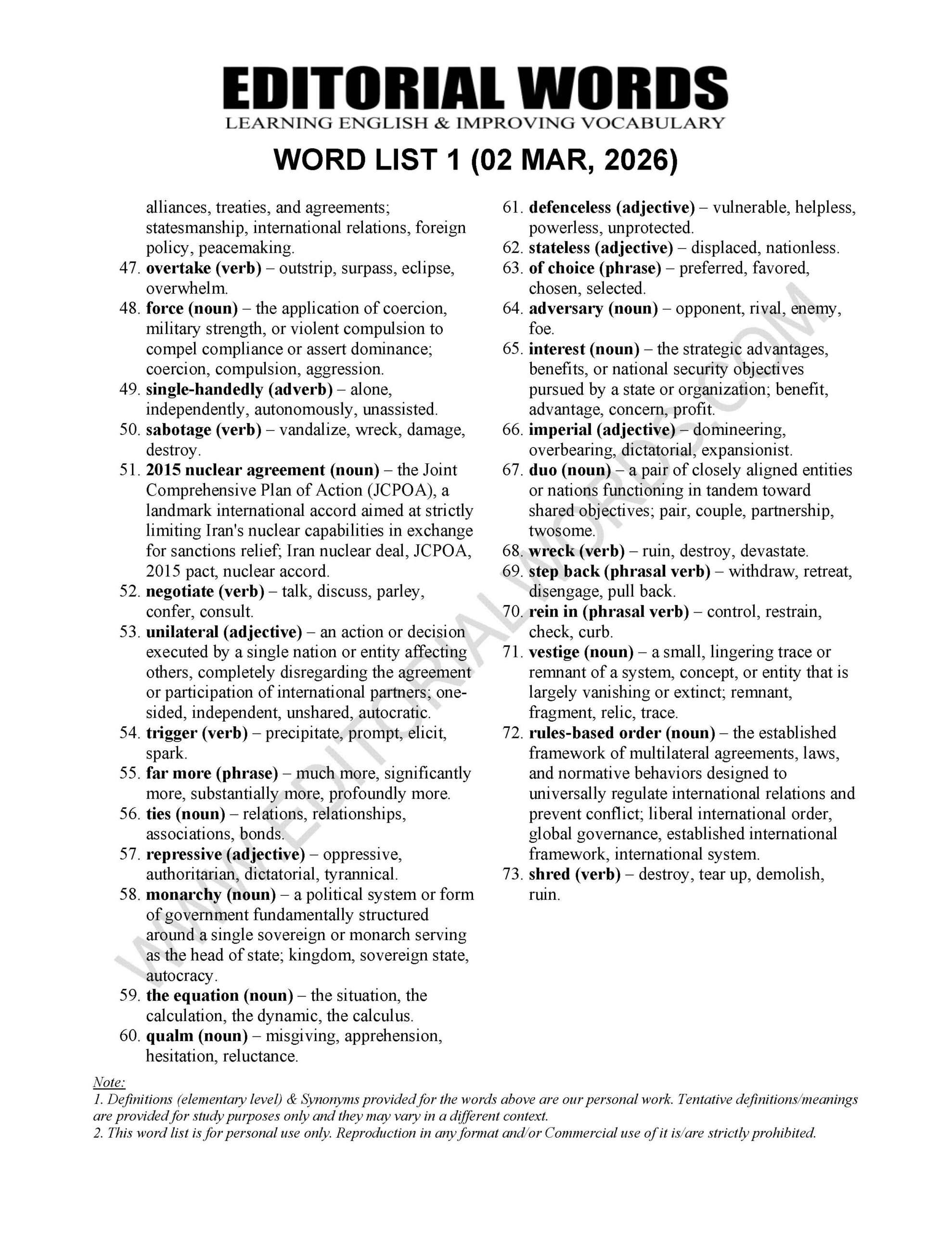 The Hindu Editorial (​Imperial war) – Mar 02, 2026