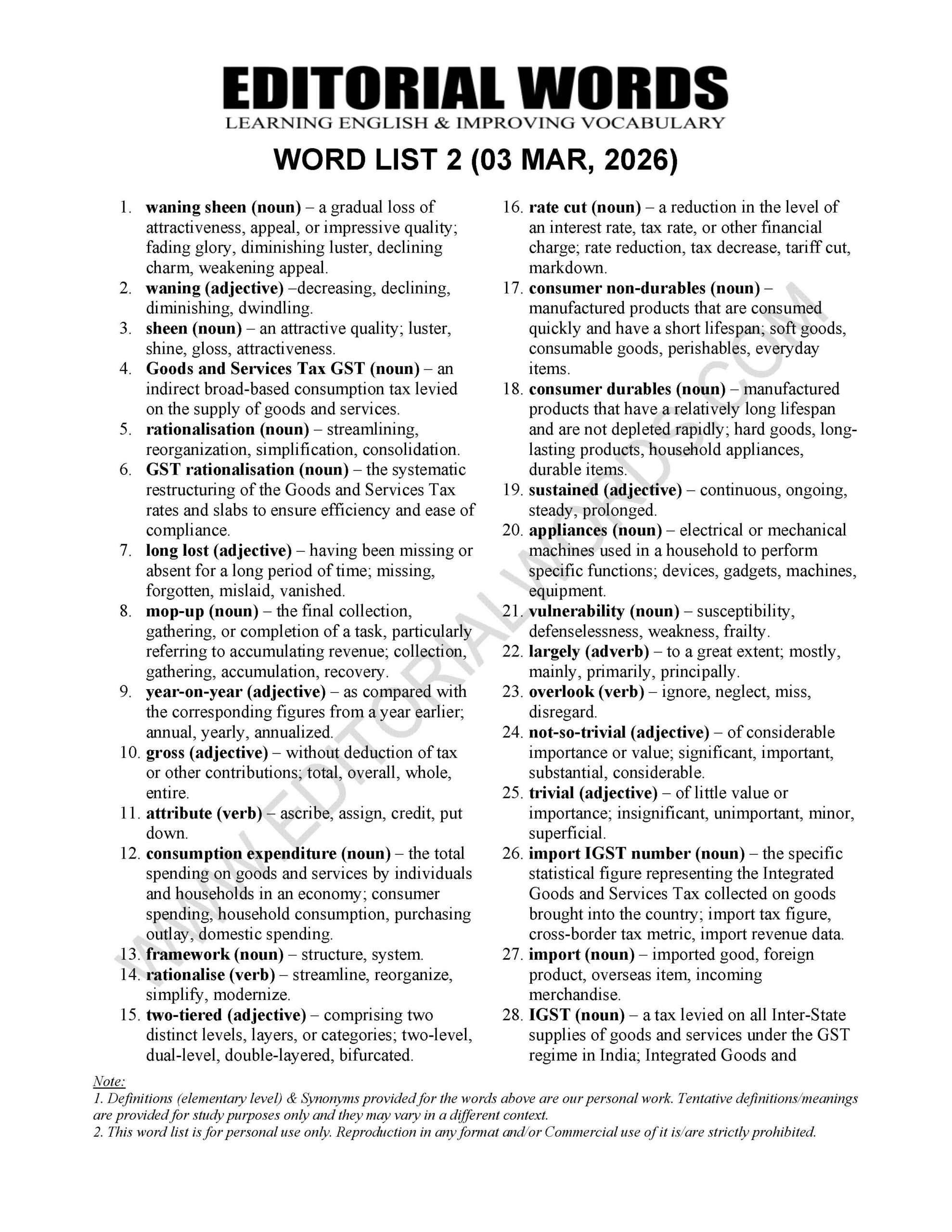 The Hindu Editorial (​​The waning sheen) – Mar 03, 2026