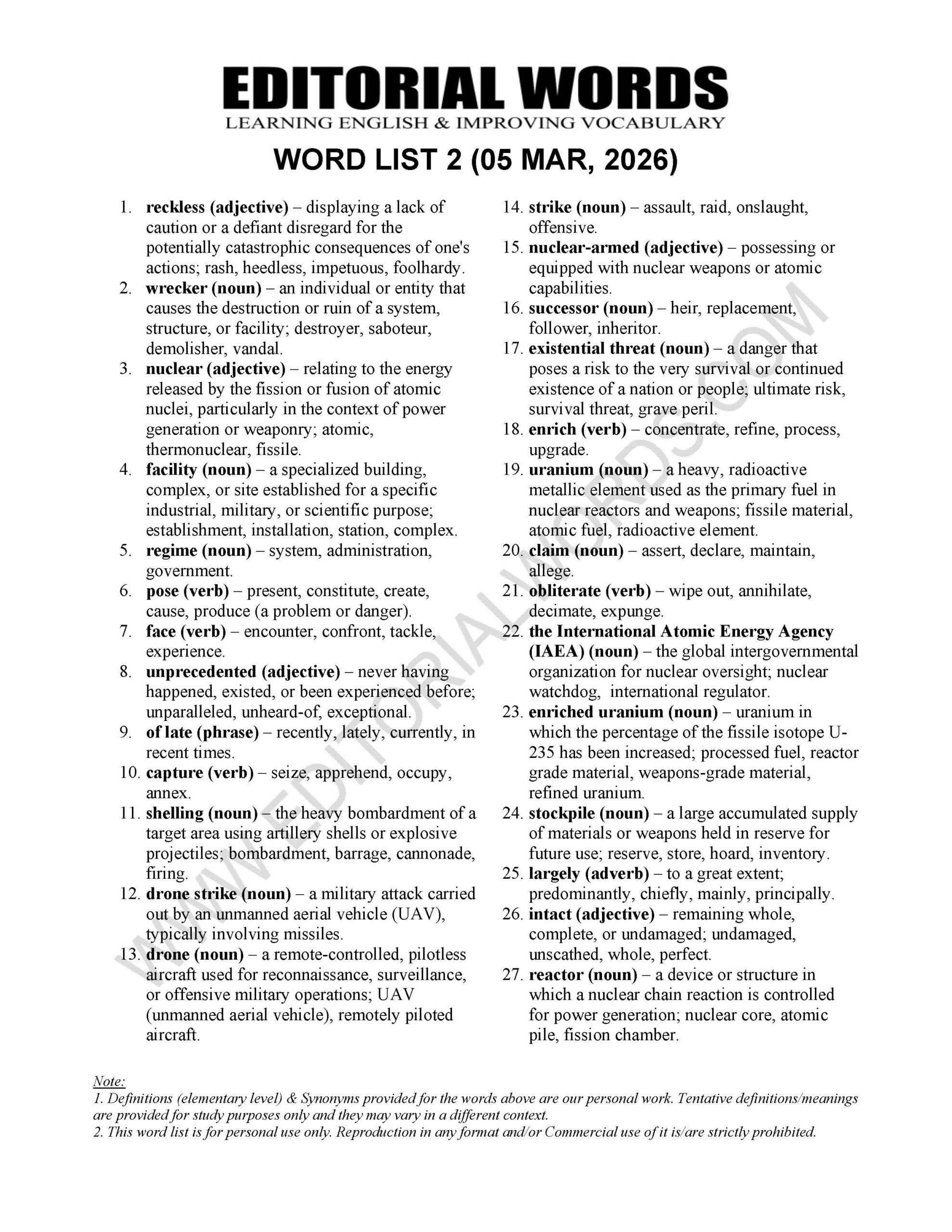 The Hindu Editorial (​​Reckless wreckers) – Mar 05, 2026