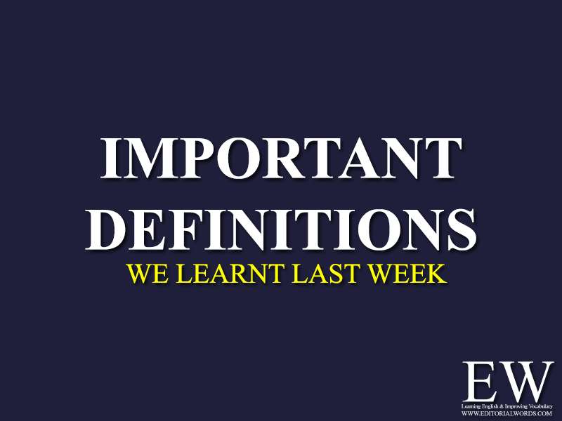“Important Definitions” We Learnt Last Week (Apr 05-Apr 11, 2026)