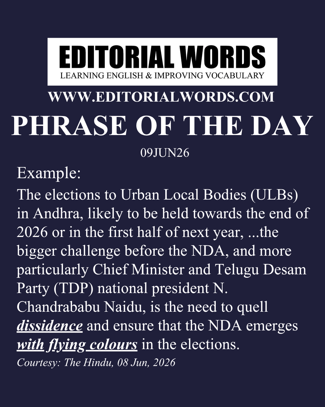 Phrase of the Day (with flying colours)-09JUN26