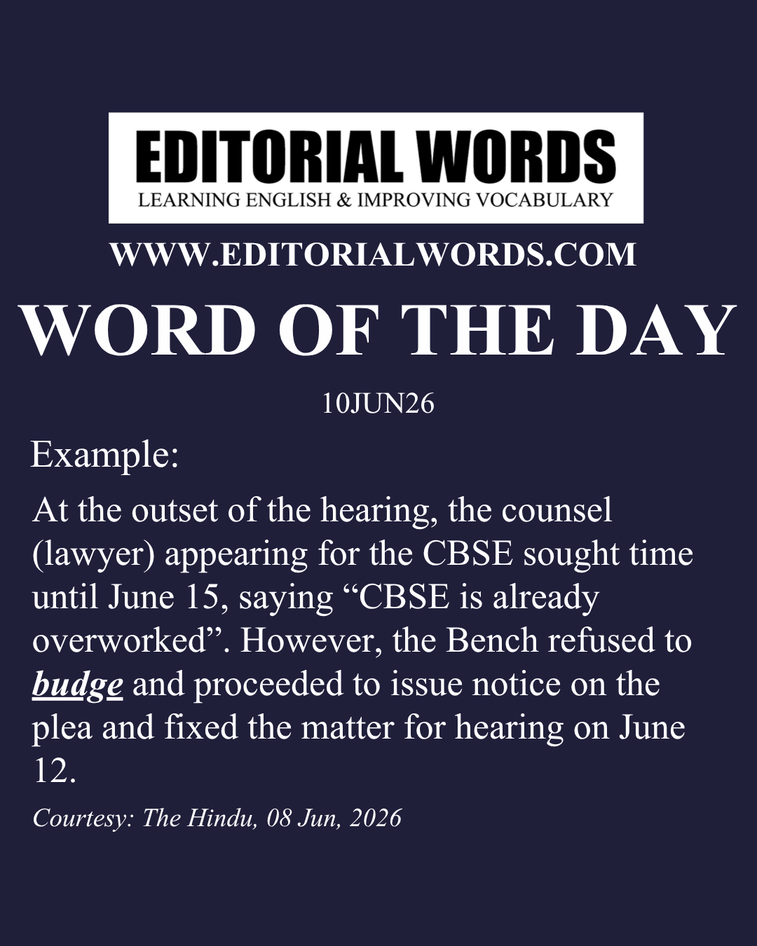 Word of the Day (budge)-10JUN26 Word of the Day (budge)-10JUN26